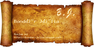 Bondár Júlia névjegykártya